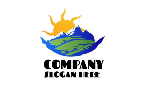 Logotipo De Paisaje Montañoso Soleado