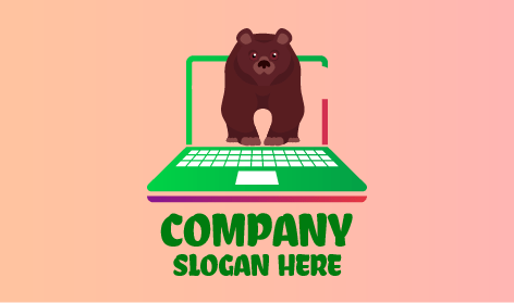 Brown Grizzly Bear Laptop Logo