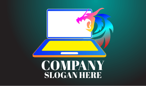 Logo Laptop Naga Marah Berwarna-warni