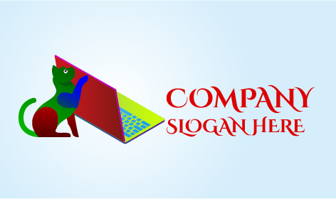 Logotipo Cómico Do Portátil Gato