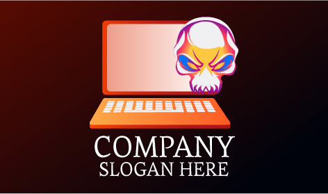 Logotipo De Laptop De Caveira Alienígena Branca