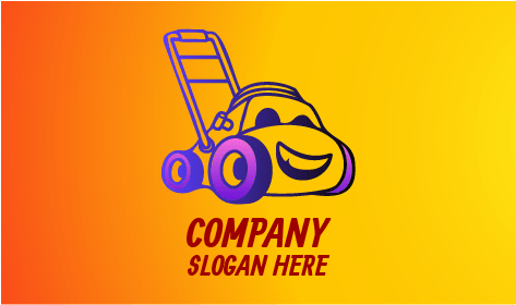 Cute Grass Cutter Lawn Logo