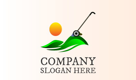 Logotipo Do Relvado Da Paisagem Montanhosa