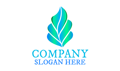 Logotipo De Folha Azul Verde Azulado Brilhante