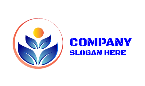 Logo Feuille Bleu Brillant