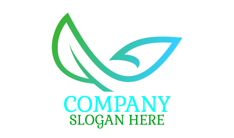 Logotipo De Hoja De Color Turquesa Verdoso