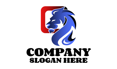 Blue Stylish Mane Lion Logo