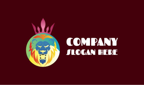 Pink Tiara Lion Animal Logo