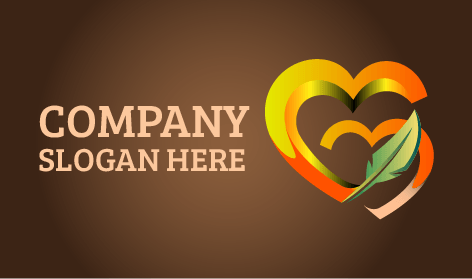 Feathery Twin Hearts Love Logo