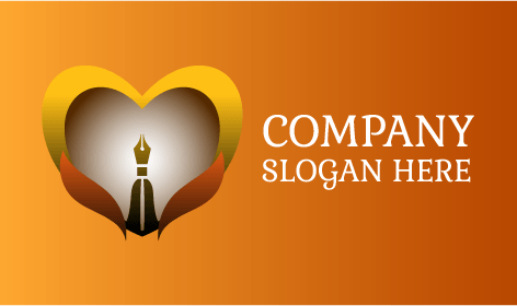 Golden Heart Pen Love Logo