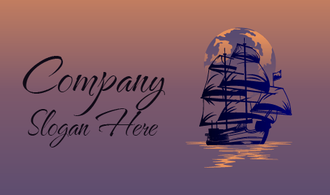 Black Pirate Ship Moon Logo