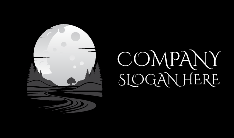 Logotipo De Lago De Luna Nocturno