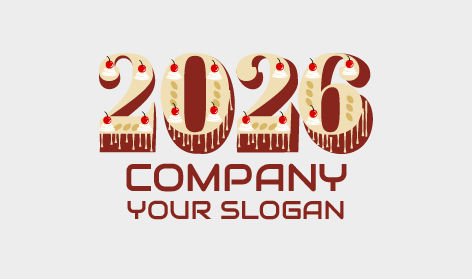 Logo Festif Du Gâteau Dégoulinant Du Nouvel An