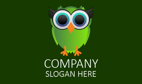 Logo Burung Hantu Hijau Lucu