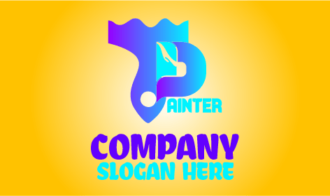 Logo Del Pittore Con Manico A Pennello Blu