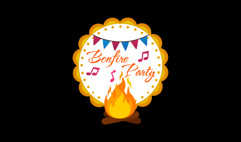 Exciting Bonfire Party Logo
