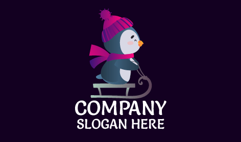 Sled Riding Penguin Logo