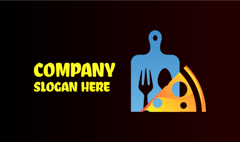 Blaues Schneidebrett-Pizza-Logo