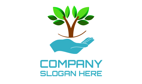 Logo Della Pianta Della Mano Blu