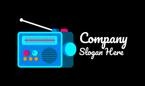 Logotipo De Radio Azul Neón