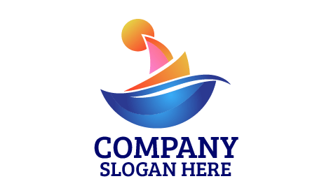 Çok Renkli Yelkenli Gemi Nehir Logosu