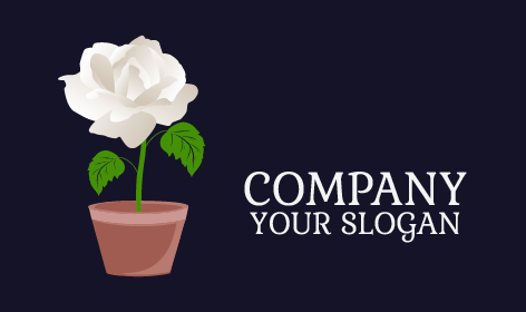 Beyaz Gül Bitki Logosu