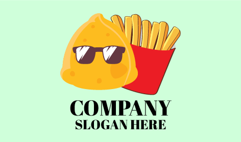 Logo Kentang Goreng Samosa Bergaya Kartun