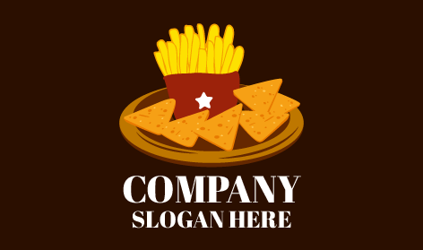 Dekore Edilmiş Tabak Samosa Patates Kızartması Logosu