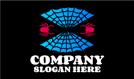 Modern Blue Cobweb Spider Logo