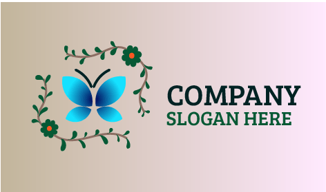 Floral Frame Butterfly Spring Logo