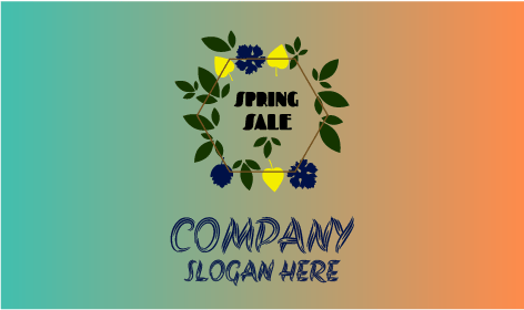 Hexagon Flowery Wreath Spring Logo