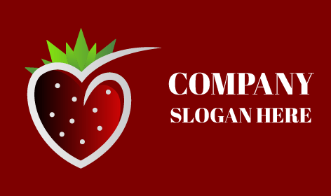 Logotipo De Corazón De Fresa Granate