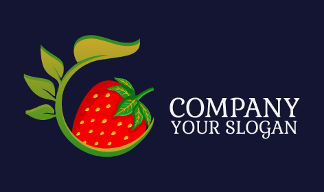 Logotipo De Germinação De Morango Orgânico