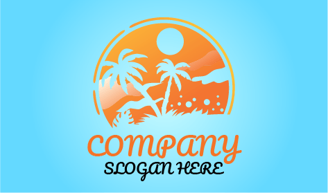 Coconut Tree Summer Landscape Logo