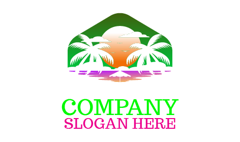 Logotipo Do Resort De Praia Ao Pôr Do Sol De Verão