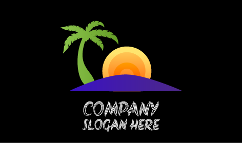 Green Tree Sun Setting Logo