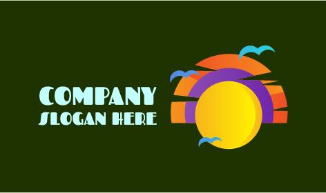 Logotipo De Sol Y Pájaros De Color Azul Cielo