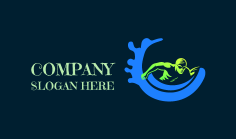 Muscular Man Swimming Logo