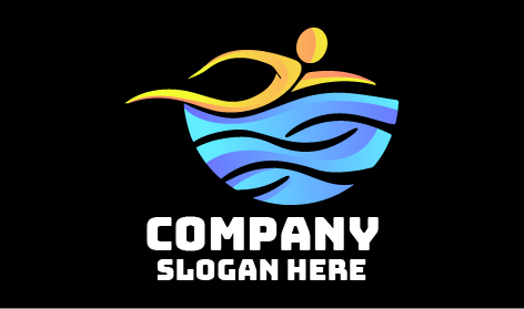 Orange Silhouette Swimming Logo