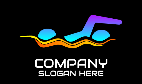 Orangefarbenes Wasserwellen-schwimmlogo
