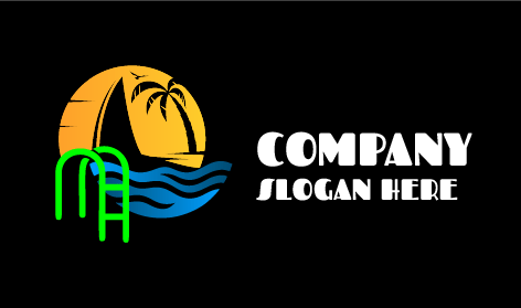 Logo Für Tropisches Schwimmen Am Strand