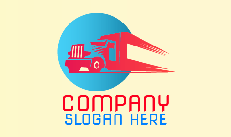 Red Rushing Truck Transportation Logo