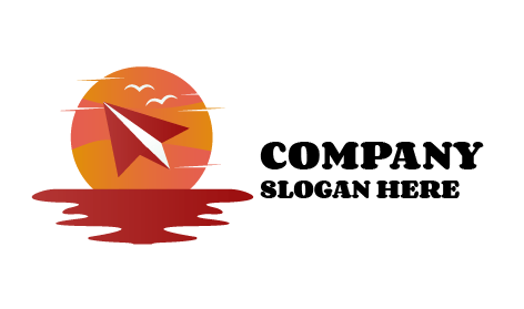 Logo Di Viaggio Dell'aereo Di Carta Rosso