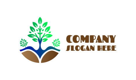 Logotipo De Árbol De Tallo Azul