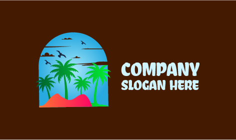 Logotipo De Palmera Junto Al Mar