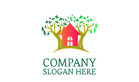 Logotipo De Árbol De Casa En La Naturaleza