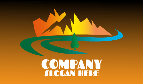 Orangefarbenes Bergtal-Logo