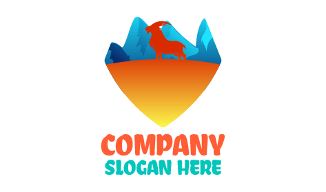 Logo Invernale Di Cervo Di Montagna Blu