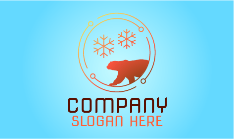 Círculo Urso Vermelho Logotipo De Inverno