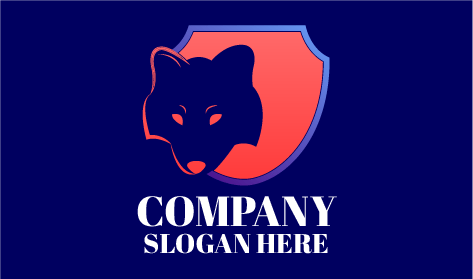 Powerful Blue Wolf Shield Logo